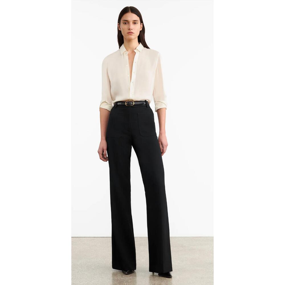 Nili Lotan Christophe Black Trousers with Front Patch Pockets 4